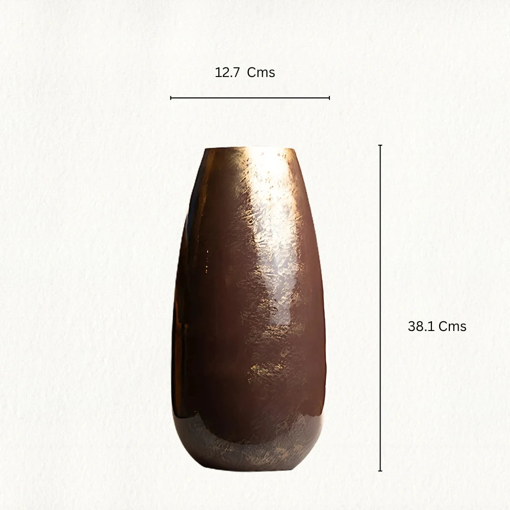 Maroon Oval Metal Vase