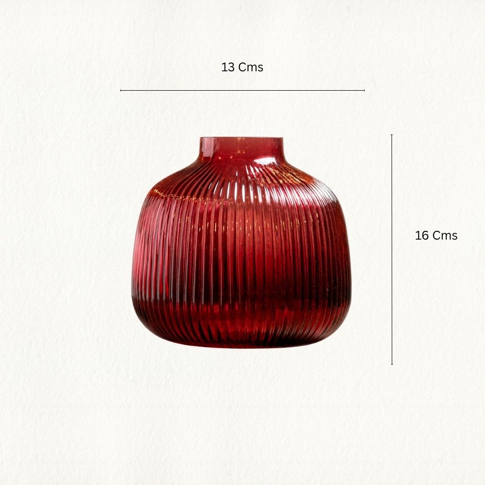 Dark Pink Round Ribbed Vase