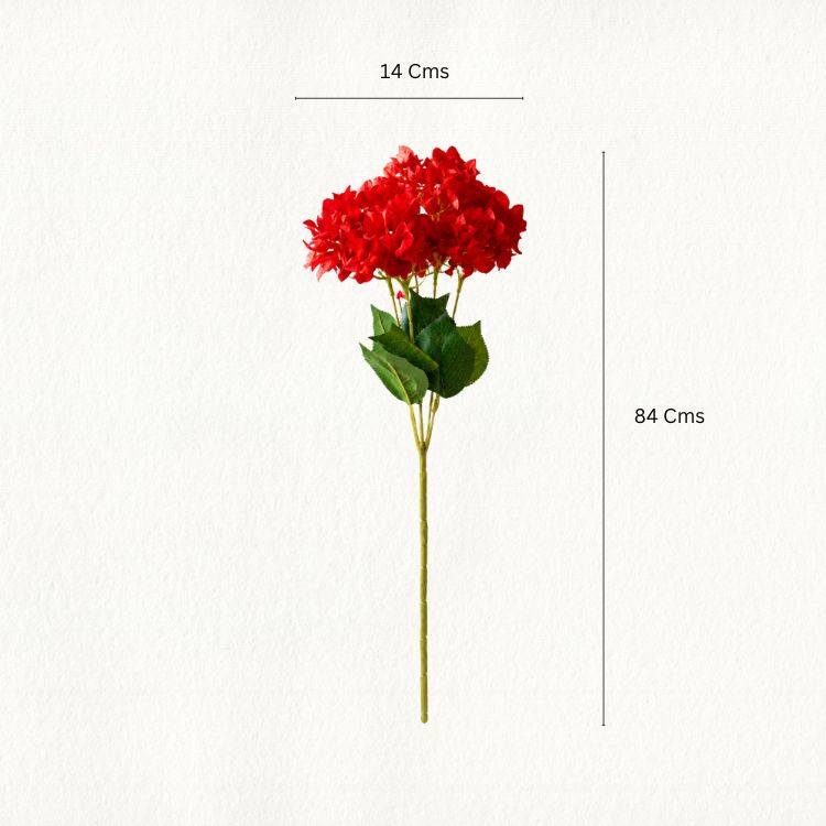 Red Hydrangea Flower Stem - Single