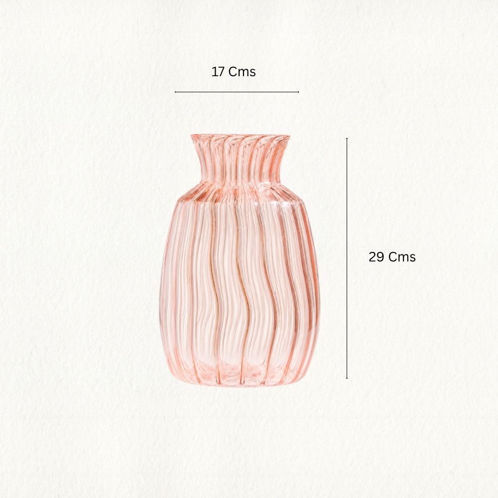 Blush Pink Ribbed Tall Vase