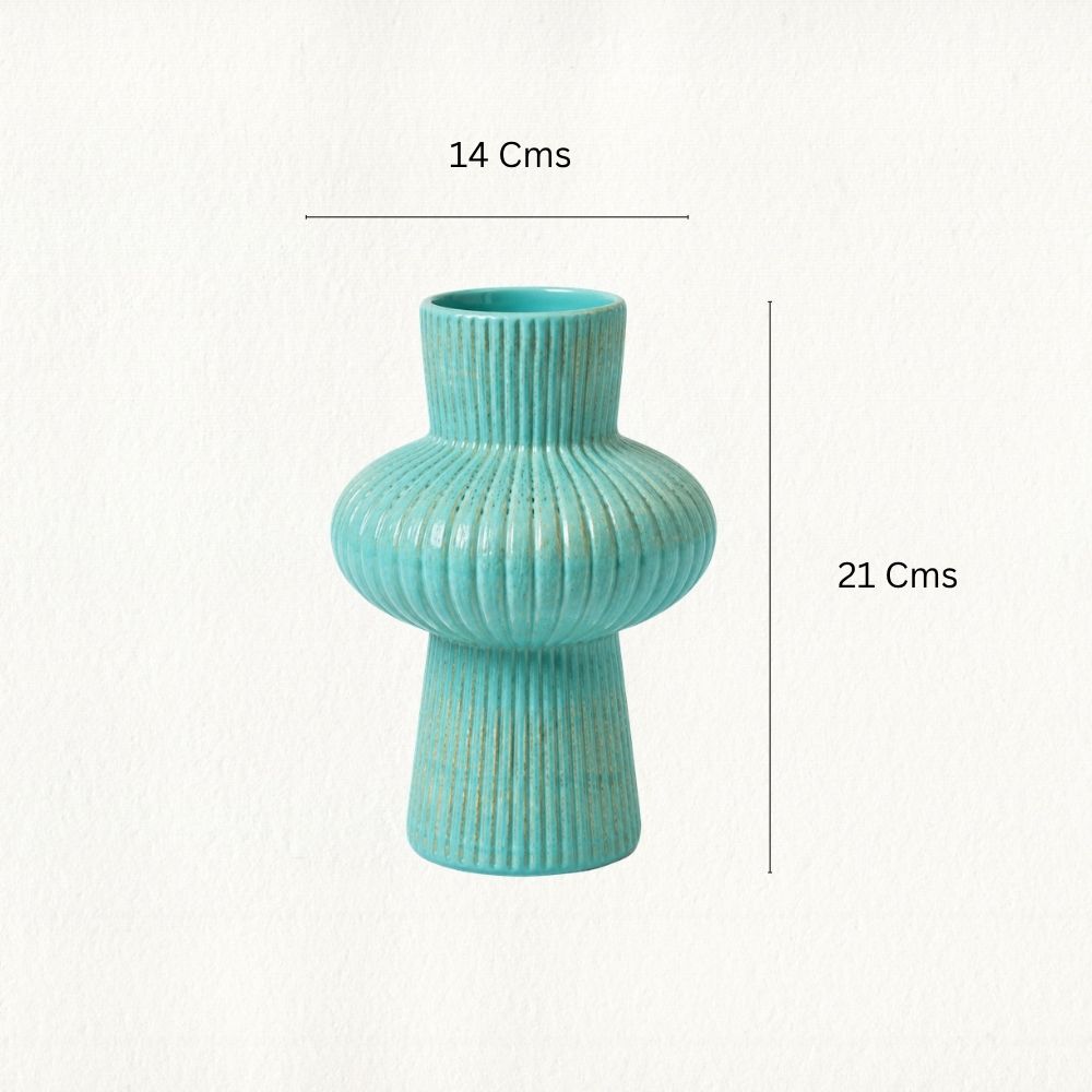 Turquoise Blue Round Narrow Mouth Vase