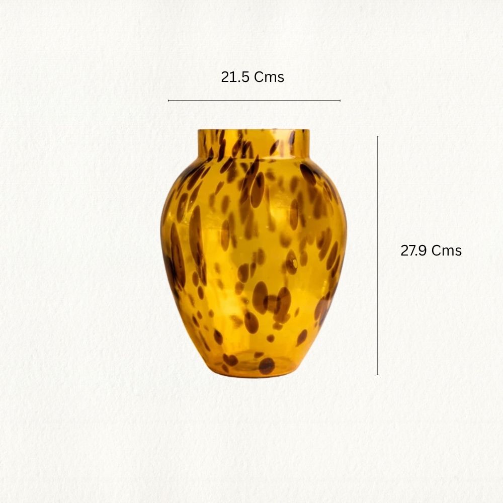 Caramel Brown Glass Vase With Black Spots