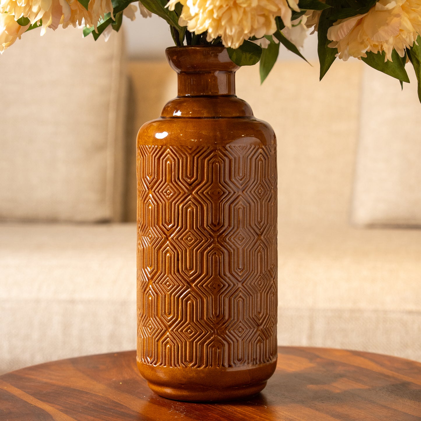 Brown Ceramic Bottle Vase