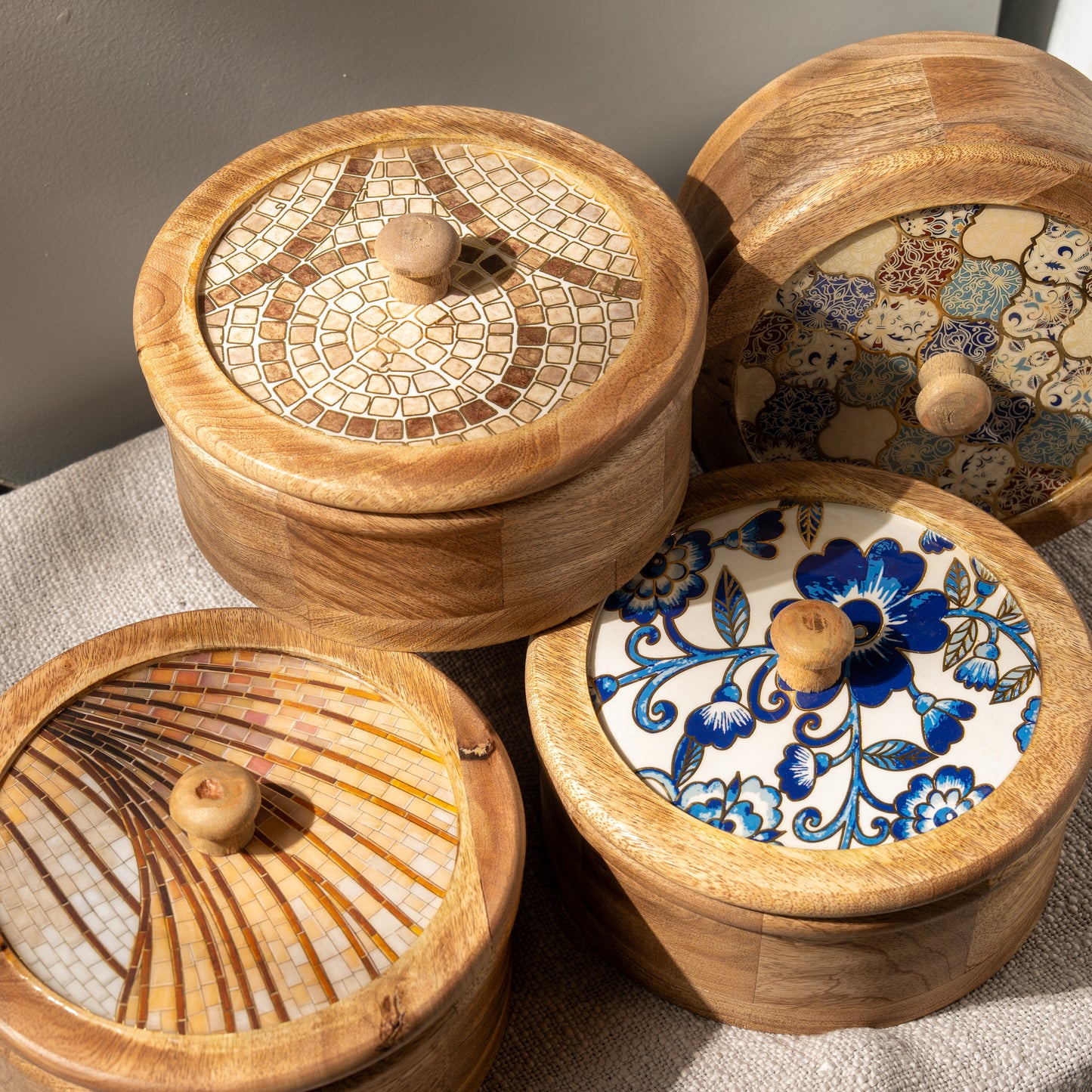 Wooden Roti Box - Set of 4