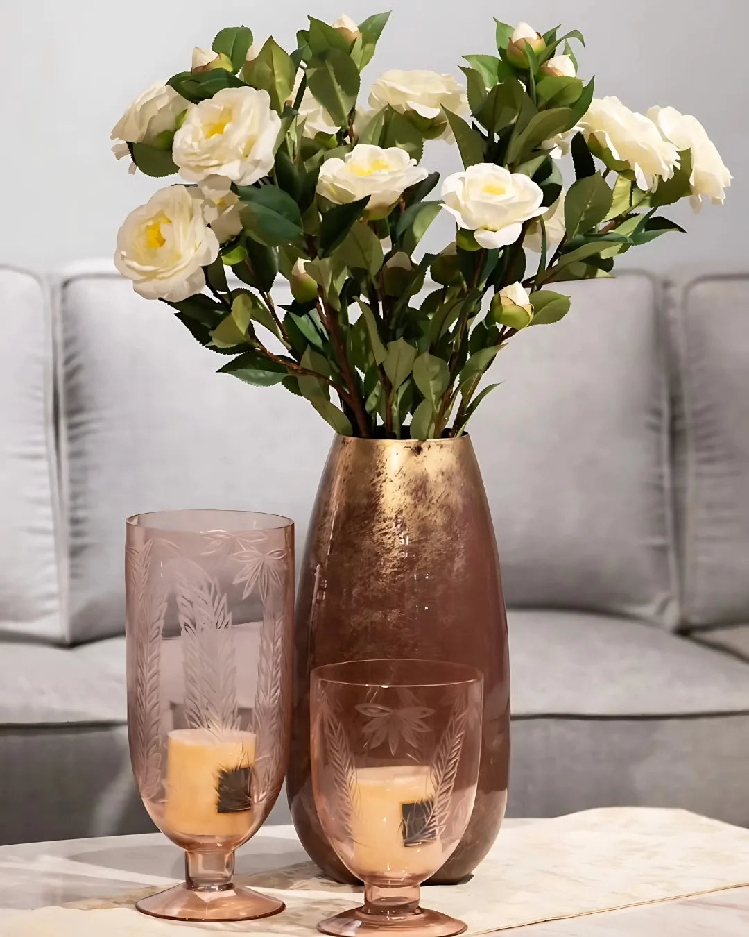 Maroon Oval Metal Vase