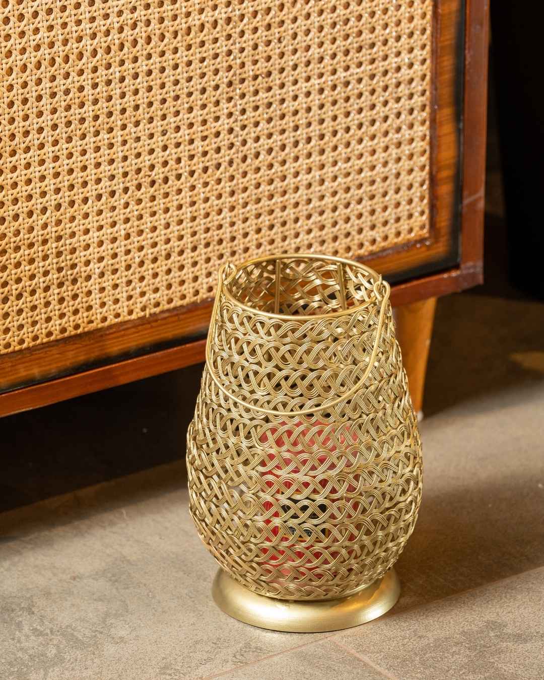 Gold Mesh Metal Lantern