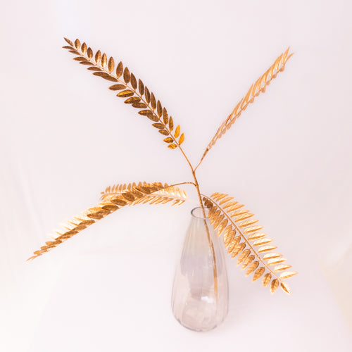 Set Of 2 Artificial Gold Fern Leaves