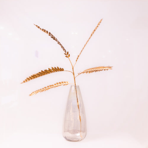 Set Of 2 Artificial Gold Fern Leaves