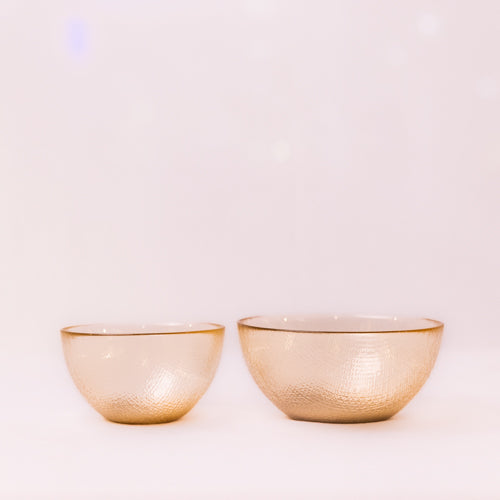 Pale Gold Textured Bowls (Set of 2 )