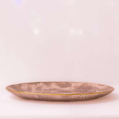 Set Of 2 Mocha Textured Glass Charger Plates
