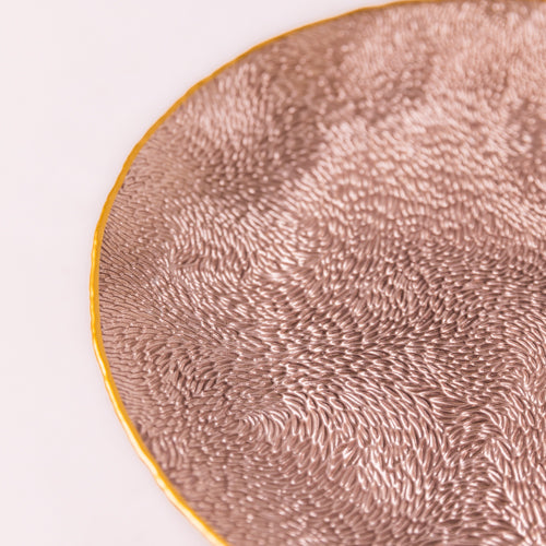 Set Of 2 Mocha Textured Glass Charger Plates