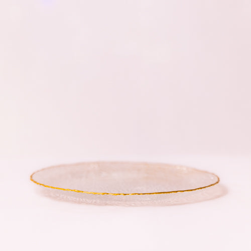 Set Of 2 Clear Textured Glass Quarter Plates