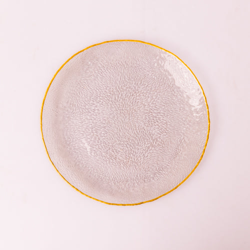 Set Of 2 Clear Textured Glass Quarter Plates