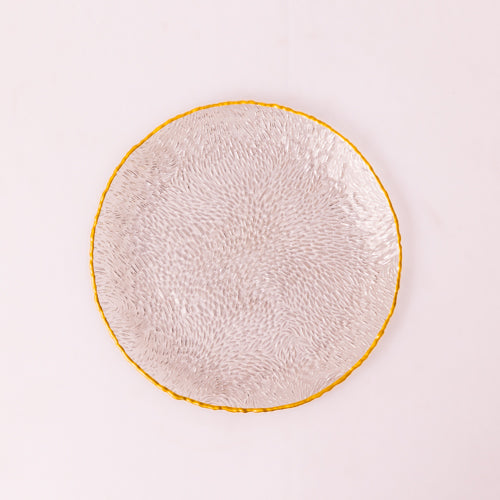 Set Of 2 Clear Textured Glass Dinner Plates