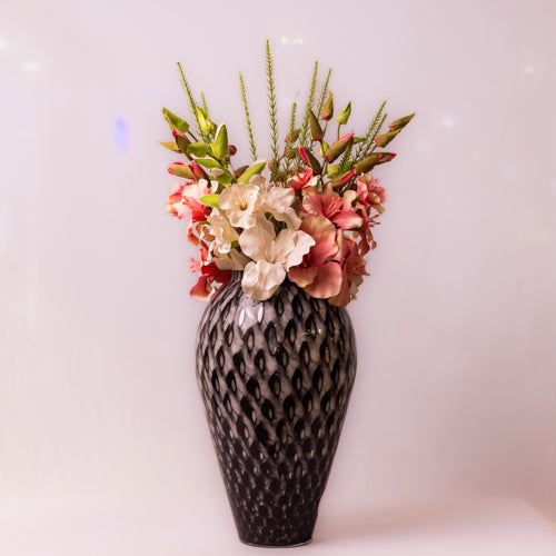 Black & White Oval Handblown Glass Vase