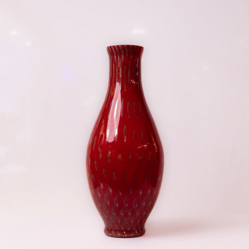 Red And Green Handblown Glass Vase