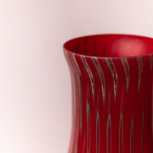 Red And Green Handblown Glass Vase