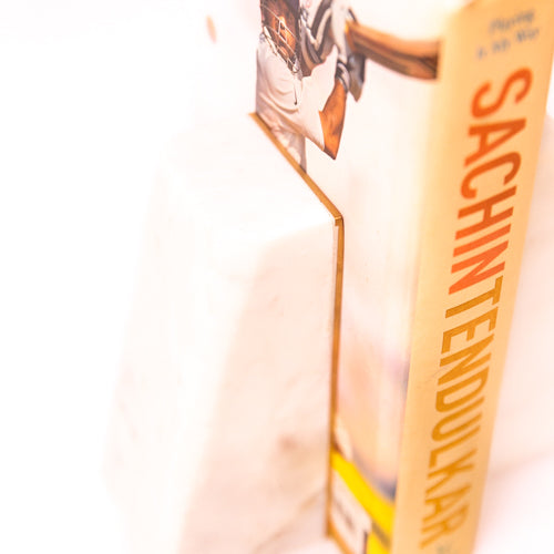 White Marble Bookend With Gold Finish