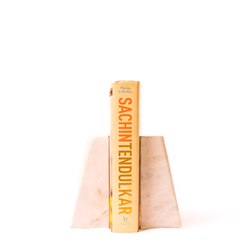 White Marble Bookend With Gold Finish