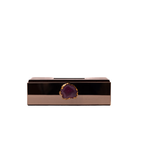 Glass Tissue Box Holder With Resin Embellishment