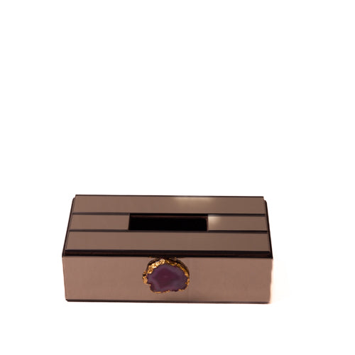 Glass Tissue Box Holder With Resin Embellishment