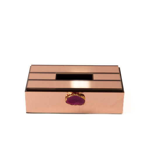 Glass Tissue Box Holder With Resin Embellishment