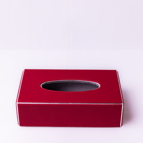 Maroon Leather Tissue Box Holder
