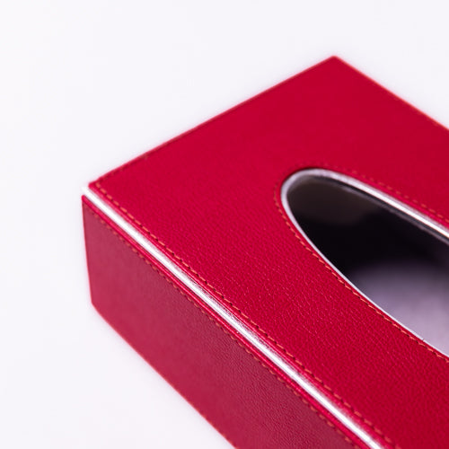 Maroon Leather Tissue Box Holder