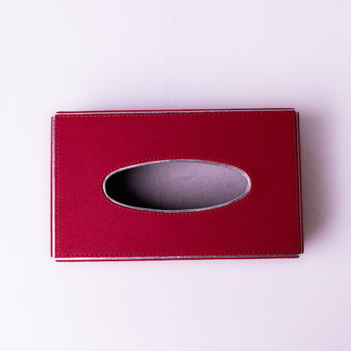 Maroon Leather Tissue Box Holder