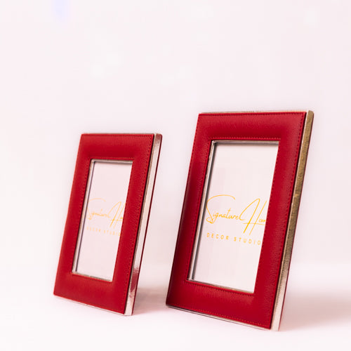 Ruby Red Faux Leather Photo Frame -small