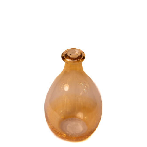 Light Brown Round Glass Vase With Crackled Base