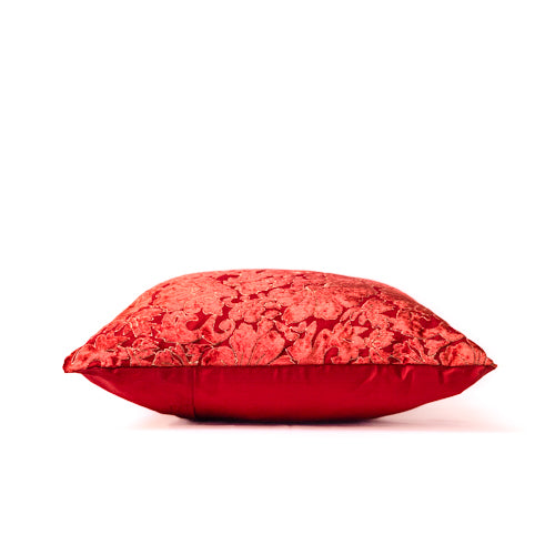 Deep Maroon Self Embossed Cushion Cover In A Soft Velvety Finish