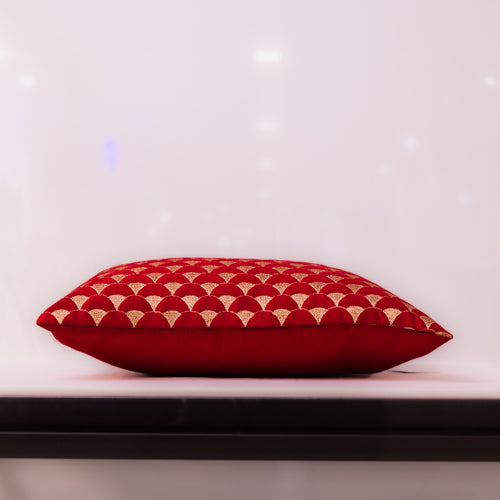 Red Embroidered Cushion Cover