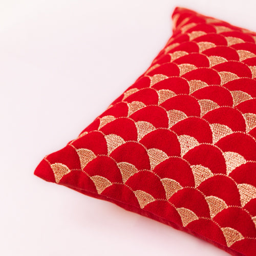 Red Embroidered Cushion Cover