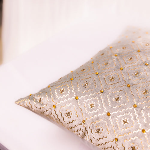 Pastel Green Foil Printed Cushion Cover