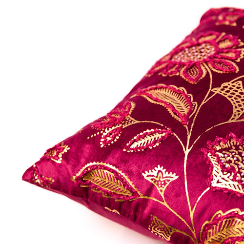 Purple Velvet Embroidered Cushion Cover With Sequin Work