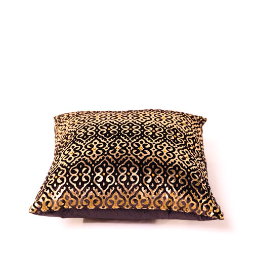 Black & Gold Velvet Foil Printed Cushion Cover
