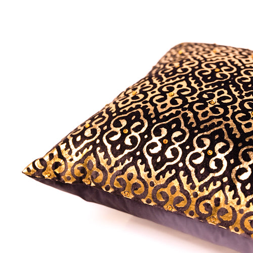 Black & Gold Velvet Foil Printed Cushion Cover