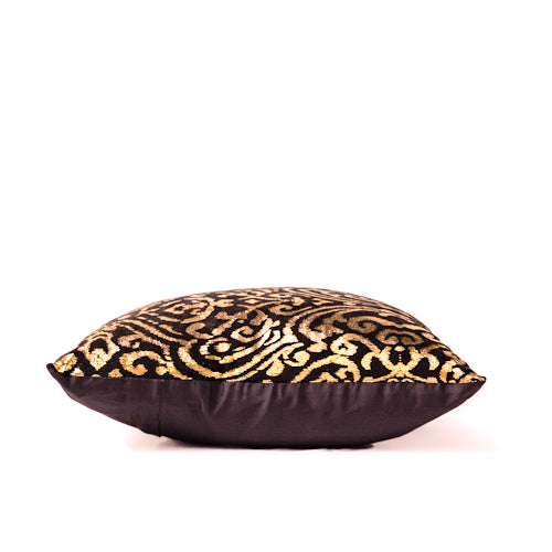 Black & Gold Velvet Foil Printed Cushion Cover