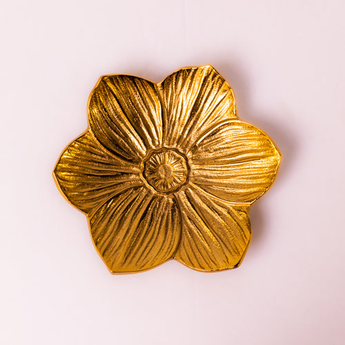 Gold Floral Metal Platter