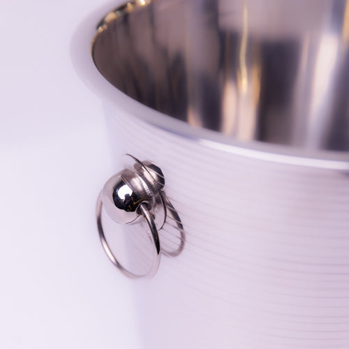 Chrome Ribbed Metal Wine Chiller Bucket