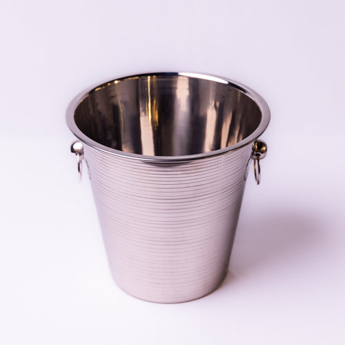 Chrome Ribbed Metal Wine Chiller Bucket