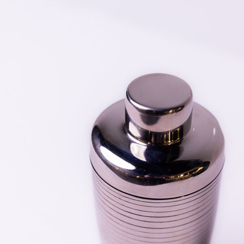 Chrome Ribbed Metal Cocktail Shaker