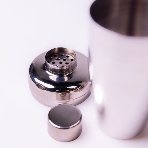 Chrome Ribbed Metal Cocktail Shaker
