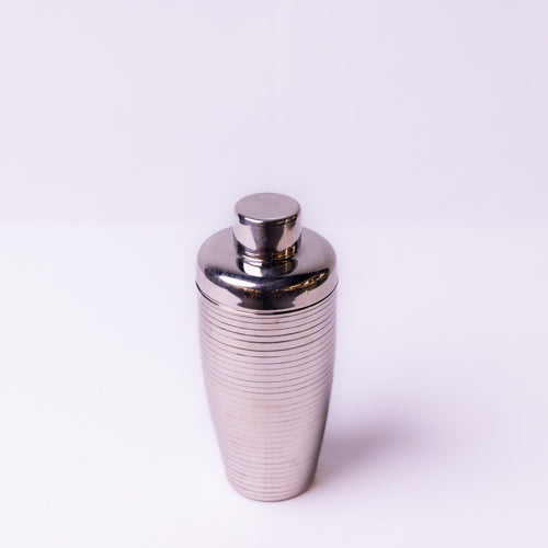 Chrome Ribbed Metal Cocktail Shaker