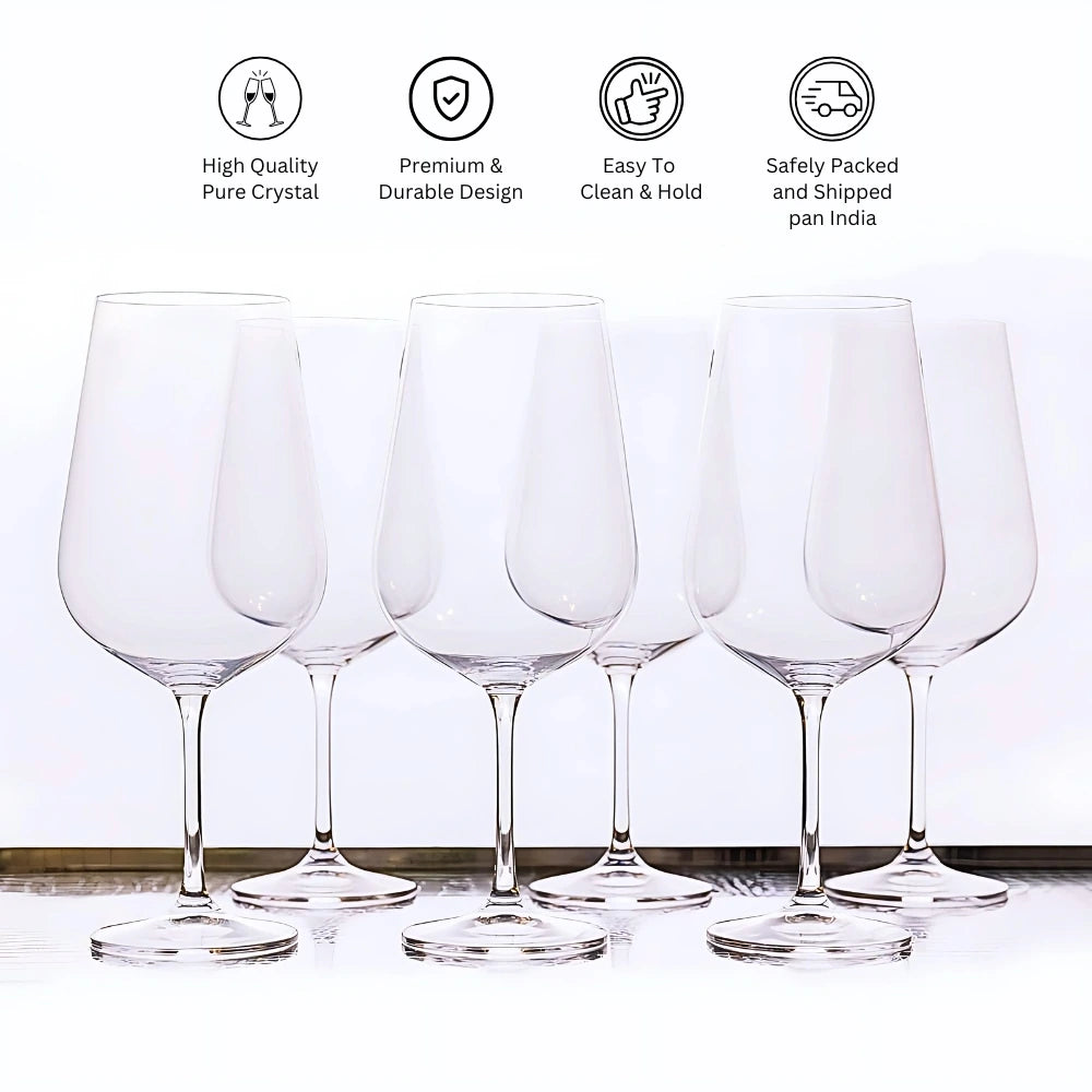 Set Of 6 Colibri Clear Red Wine Glasses Features