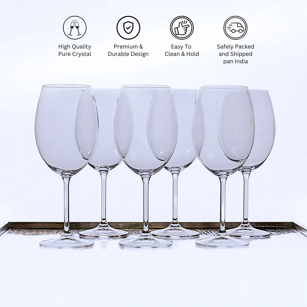 Set Of 6 Strix Clear Red Wine Glasses Features
