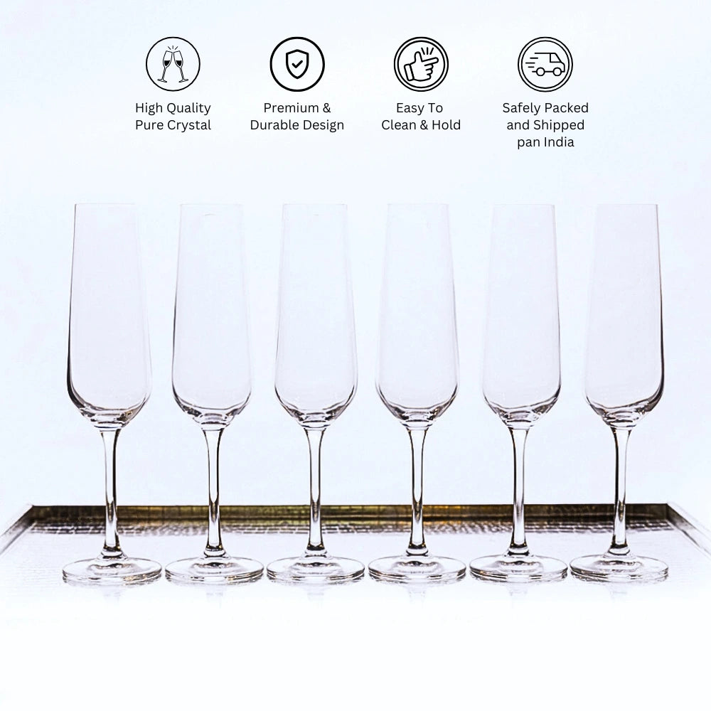 Set Of 6 Strix Champagne Flutes Features