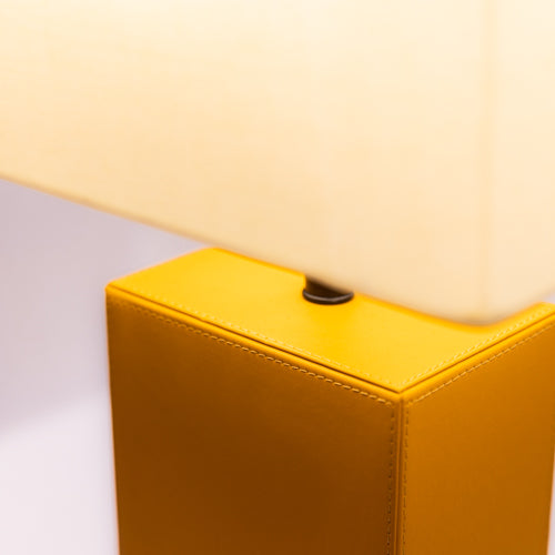 Mustard Faux Leather Table Lamp With Shade