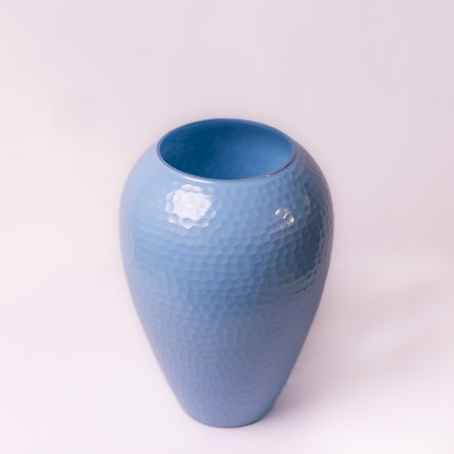 Sky Blue Hammered Texture Glass Vase